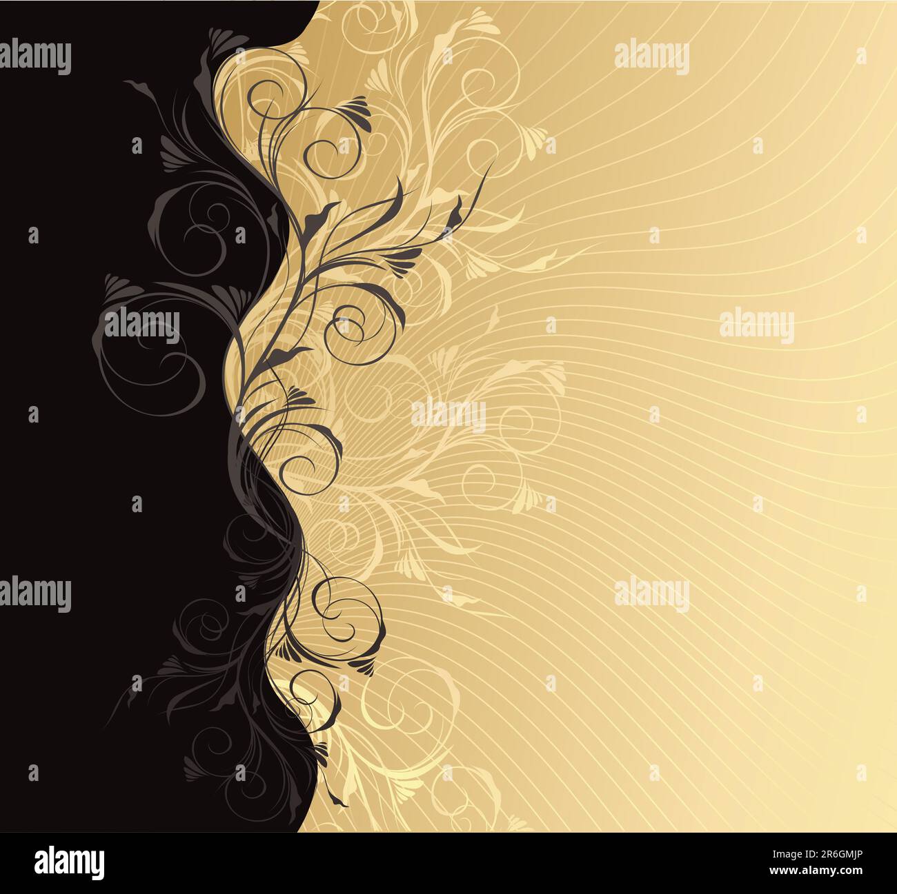 Vector grey and gold floral background with pattern Stock Vector Image