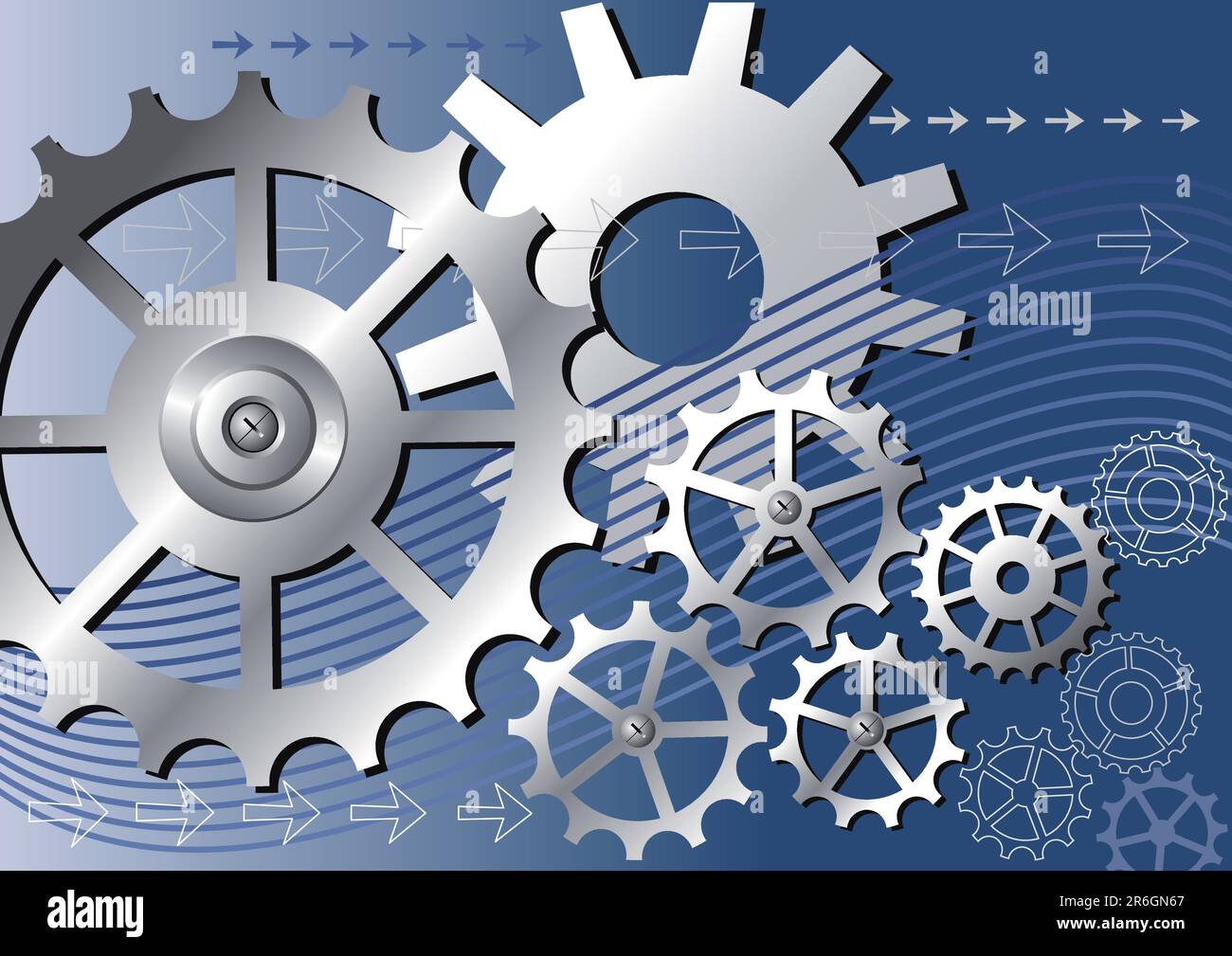 Vector gears engineering technology, mechanical background, full scalable vector graphic included Eps v8 and 300 dpi JPG. Stock Vector