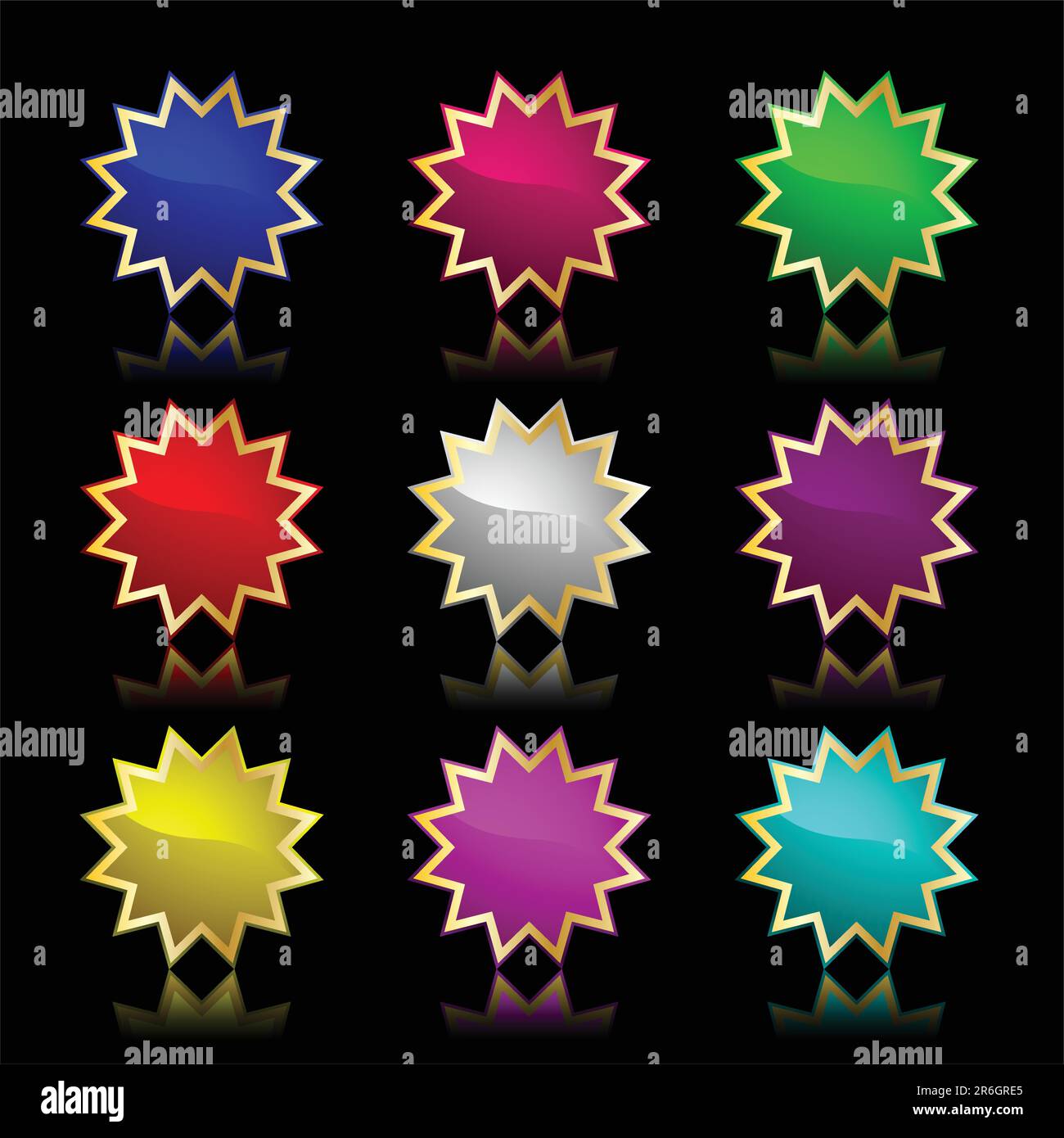 vector popular color buttons star for internet Stock Vector