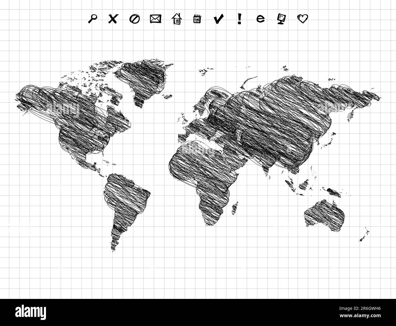 Line drawing world map hi-res stock photography and images - Alamy