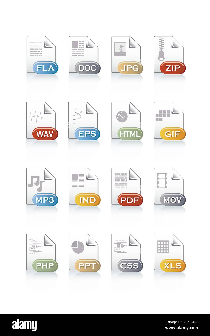 Computer document icon set Stock Vector