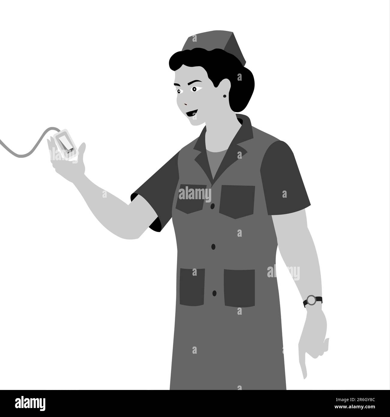 Nurse checking intravenous drip, iv saline liquid bag for cure patient