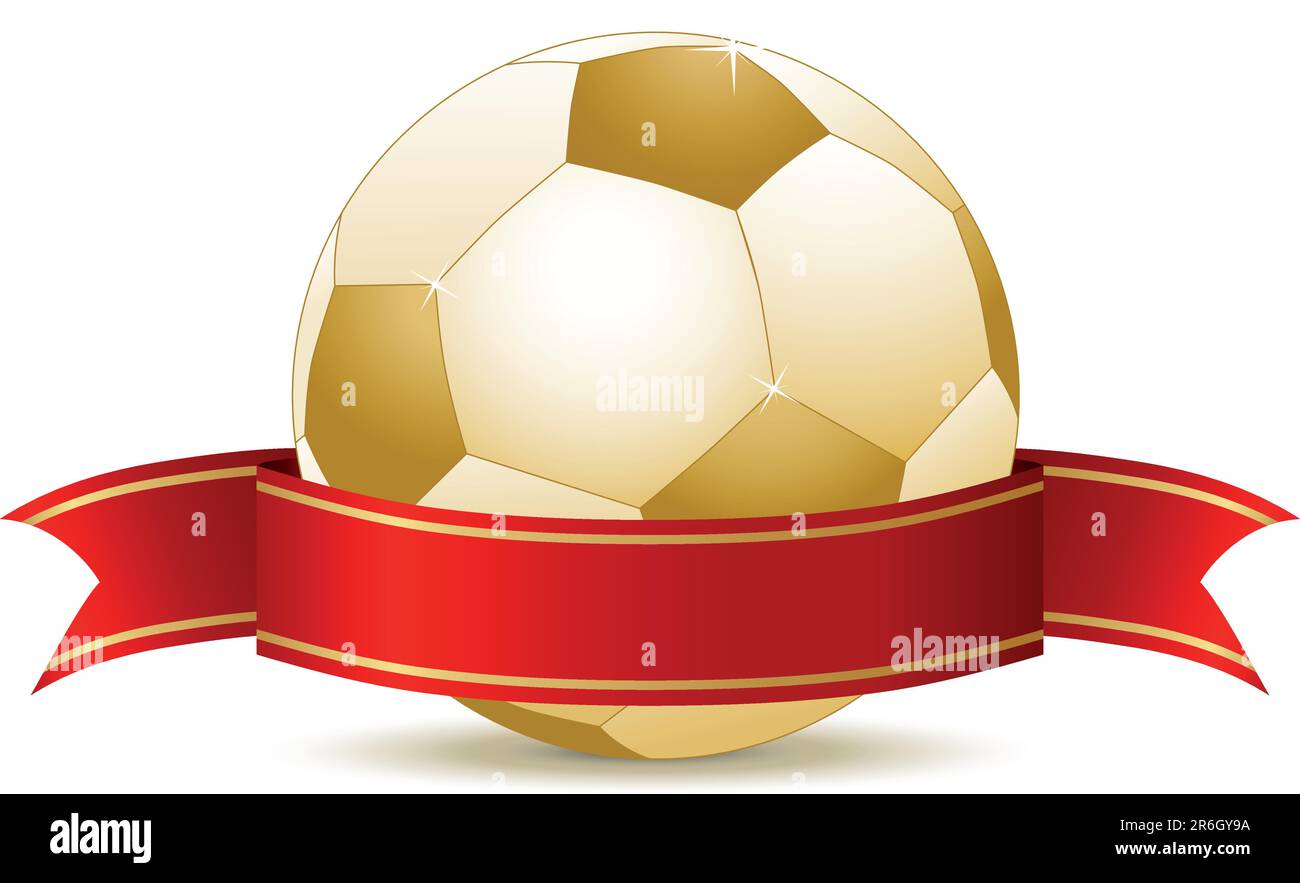 soccer ball and red ribbon - vector illustration Stock Vector Image