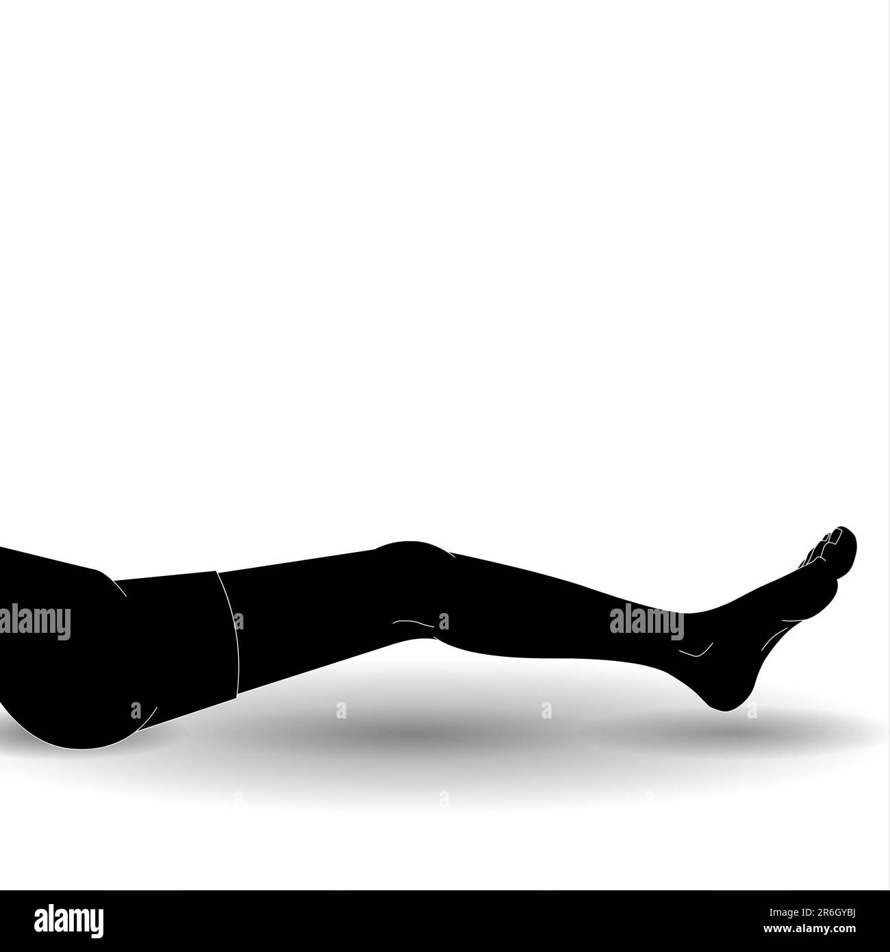 Illustration of legs of a young man lying down on the floor Stock Photo