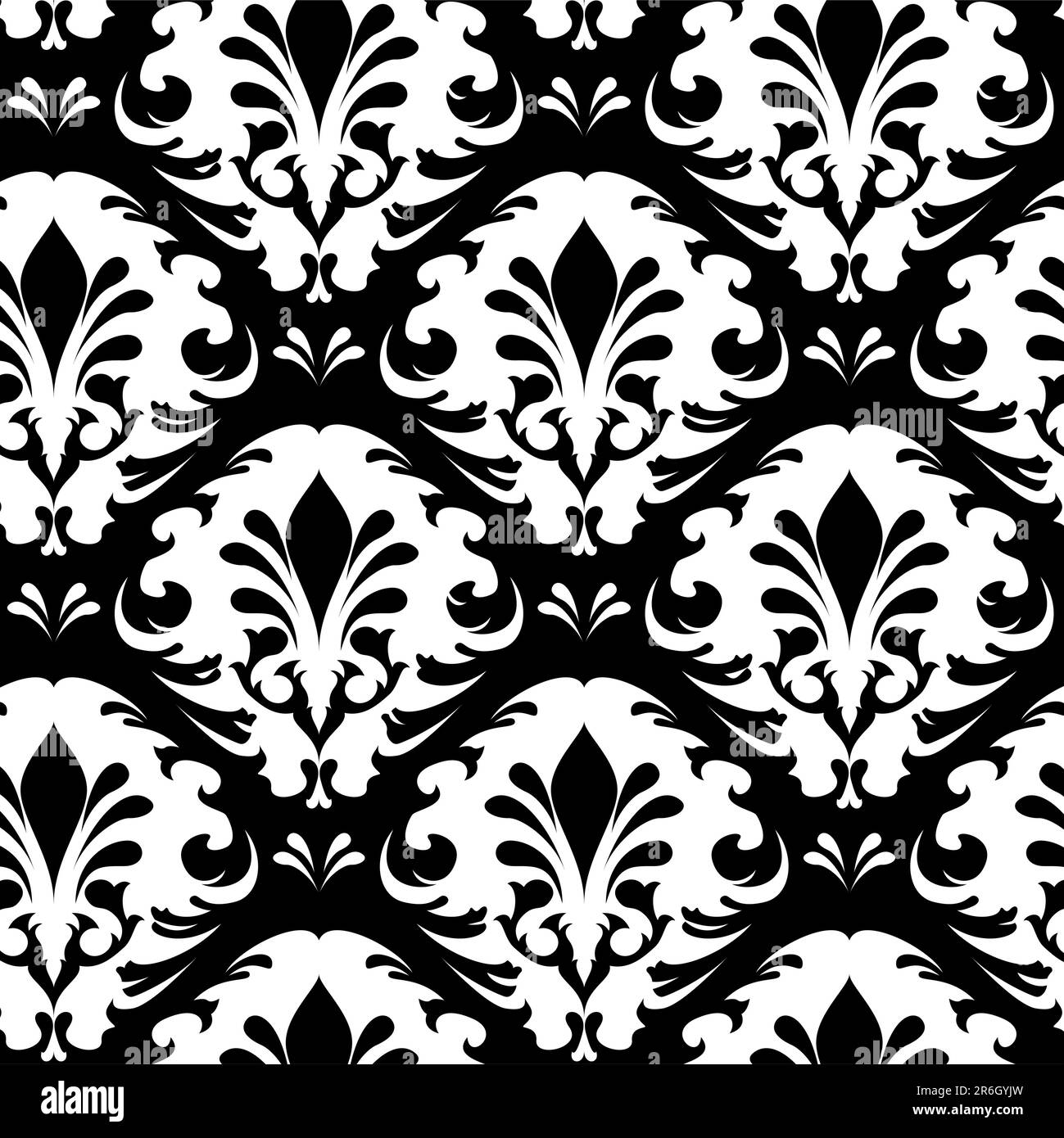 Illustration of a black and white vintage floral pattern Stock Vector