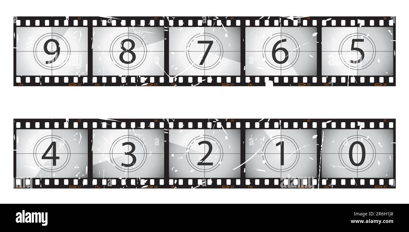 Old film countdown.  Part of my film series. Stock Vector