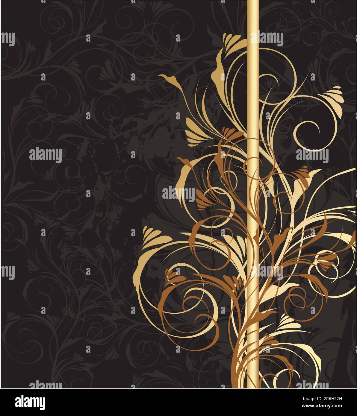 Vector black and golden floral background with pattern Stock Vector ...