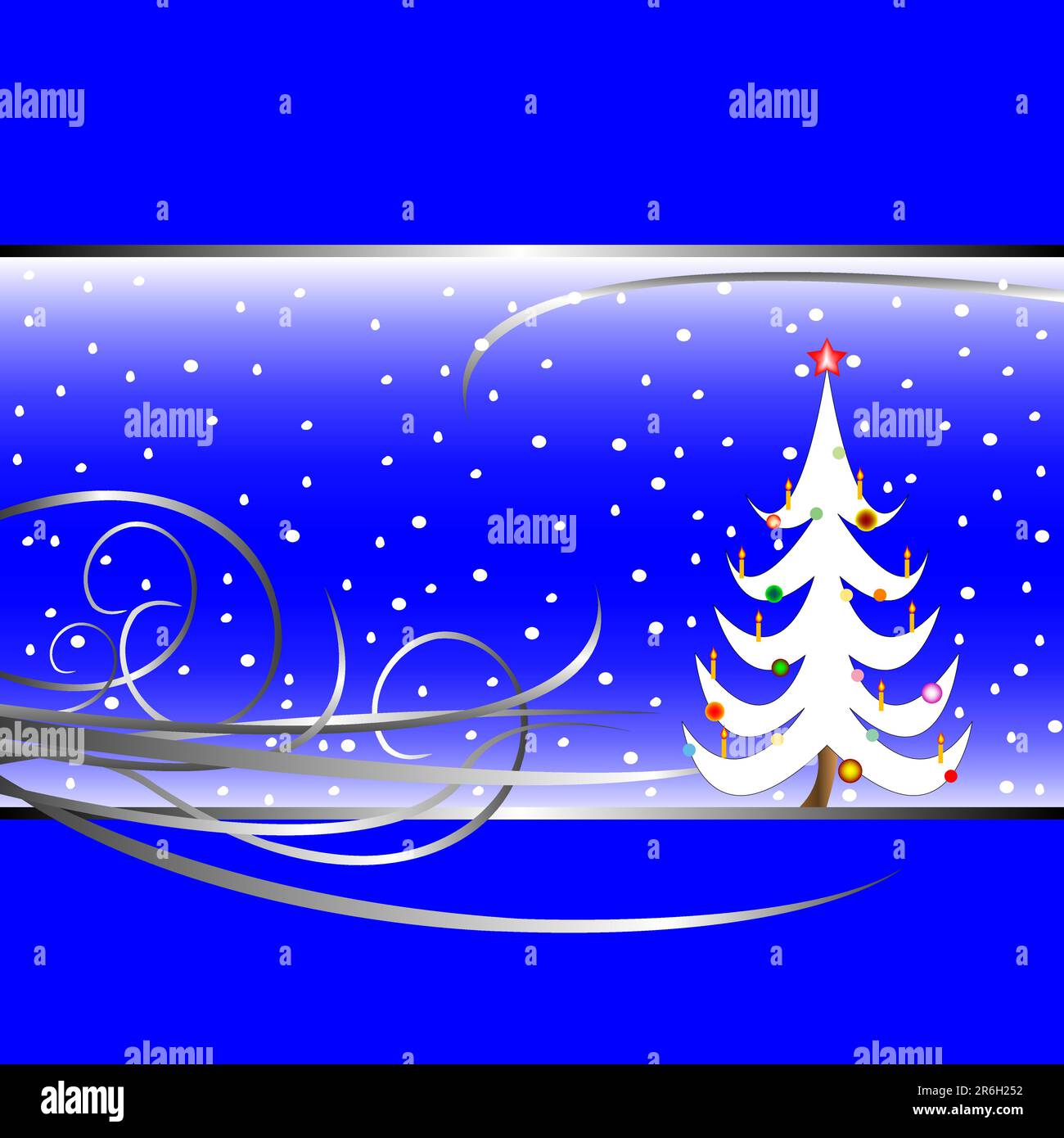 christmas tree card on blue background, vector art illustration Stock Vector