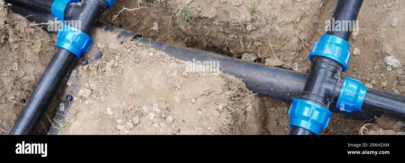 Underground irrigation system, plumbing water drainage installation