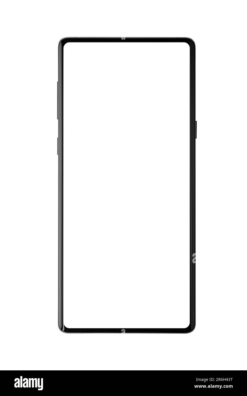 Black smartphone with white screen isolated Stock Photo Alamy