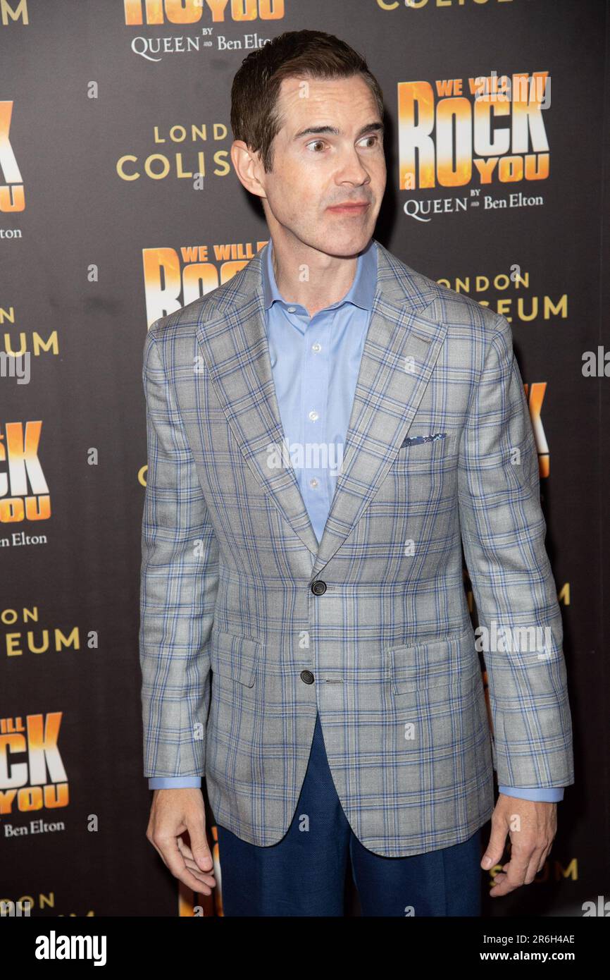 London, UK. Jimmy Carr at a Gala Night for the musical We Will Rock You as it takes residency at