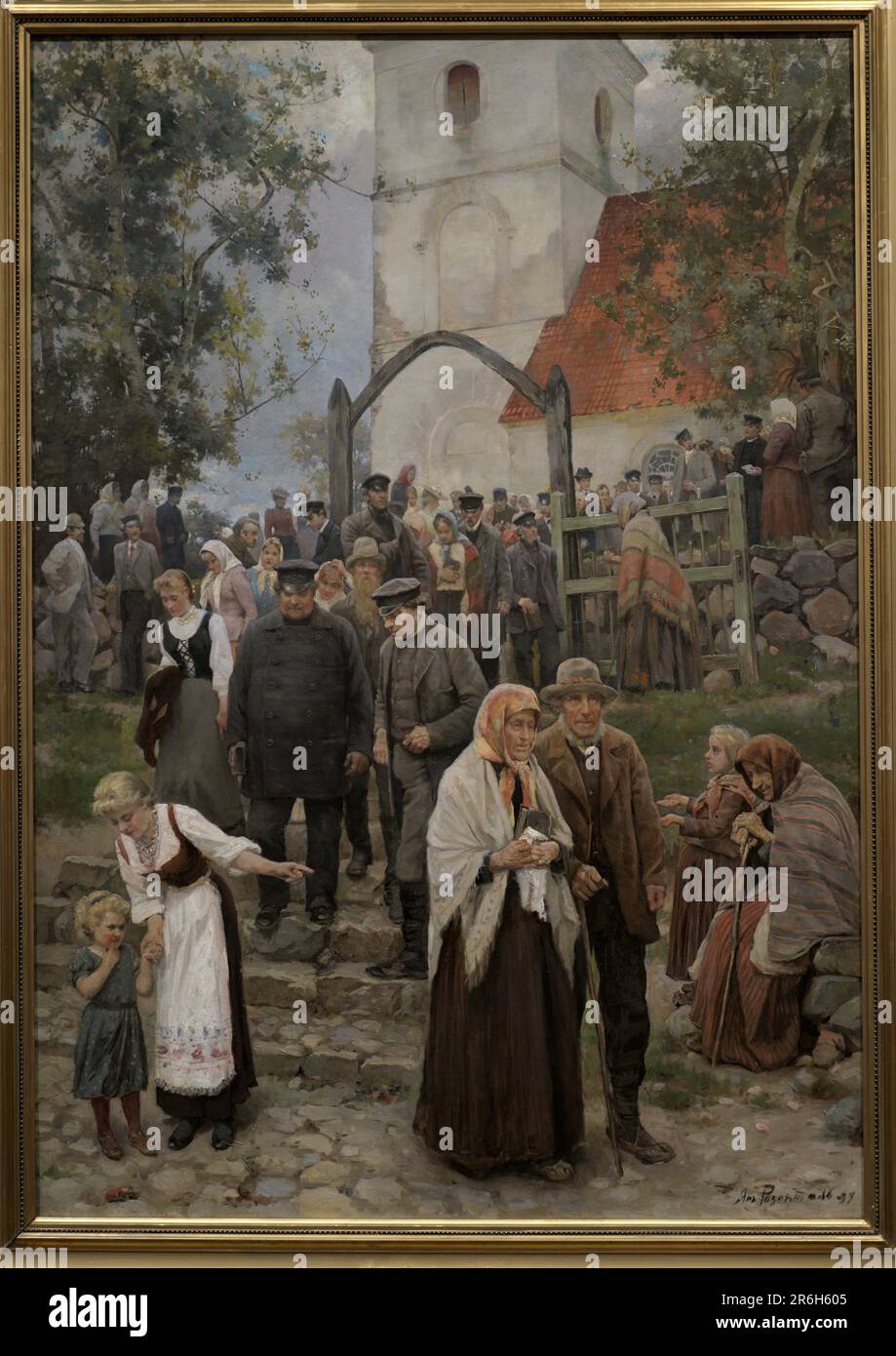 Janis Rozentals (1866-1916). Latvian painter. Coming from Church (After the Service), 1894. Oil on canvas (175 x 103 cm). Latvian National Museum of Art. Riga, Latvia. Stock Photo
