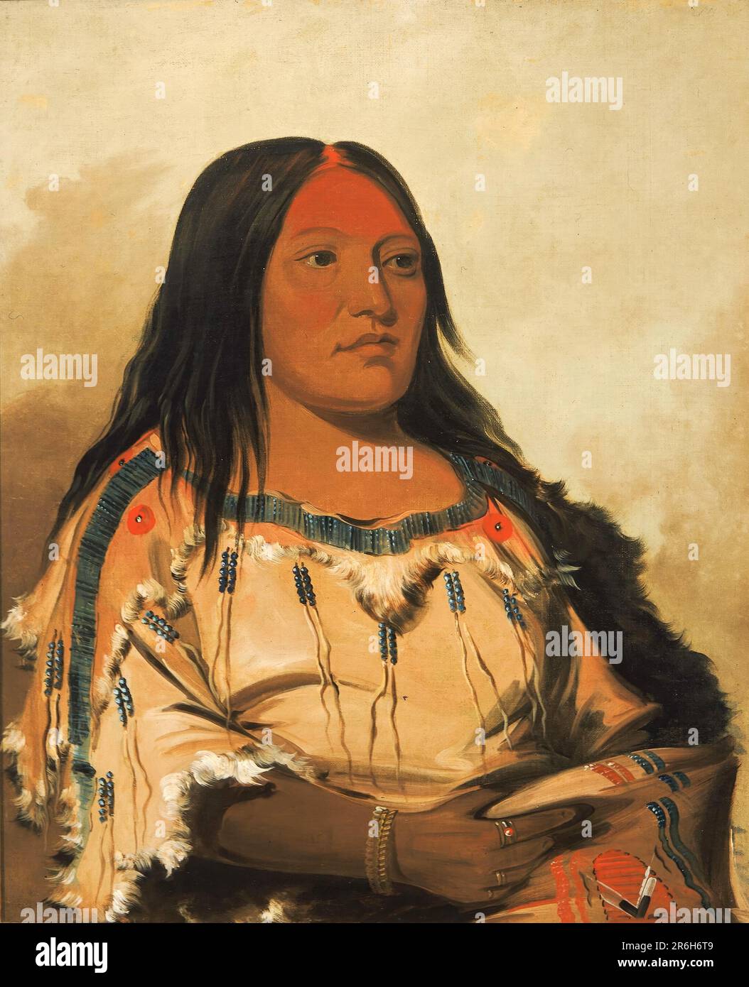 Eeh-nís-kim, Crystal Stone, Wife of the Chief. oil on canvas. Date: 1832. Museum: Smithsonian American Art Museum. Stock Photo