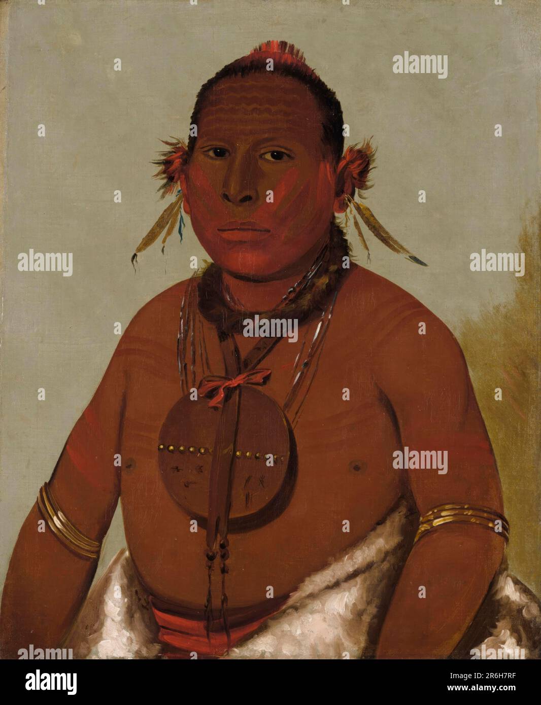 Wasáwmesaw, Roaring Thunder, Youngest Son of Black Hawk. oil on