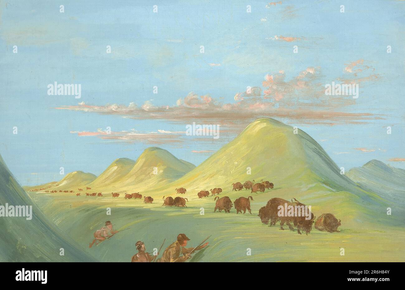 Batiste, Bogard, and I Approaching Buffalo on the Missouri. oil on