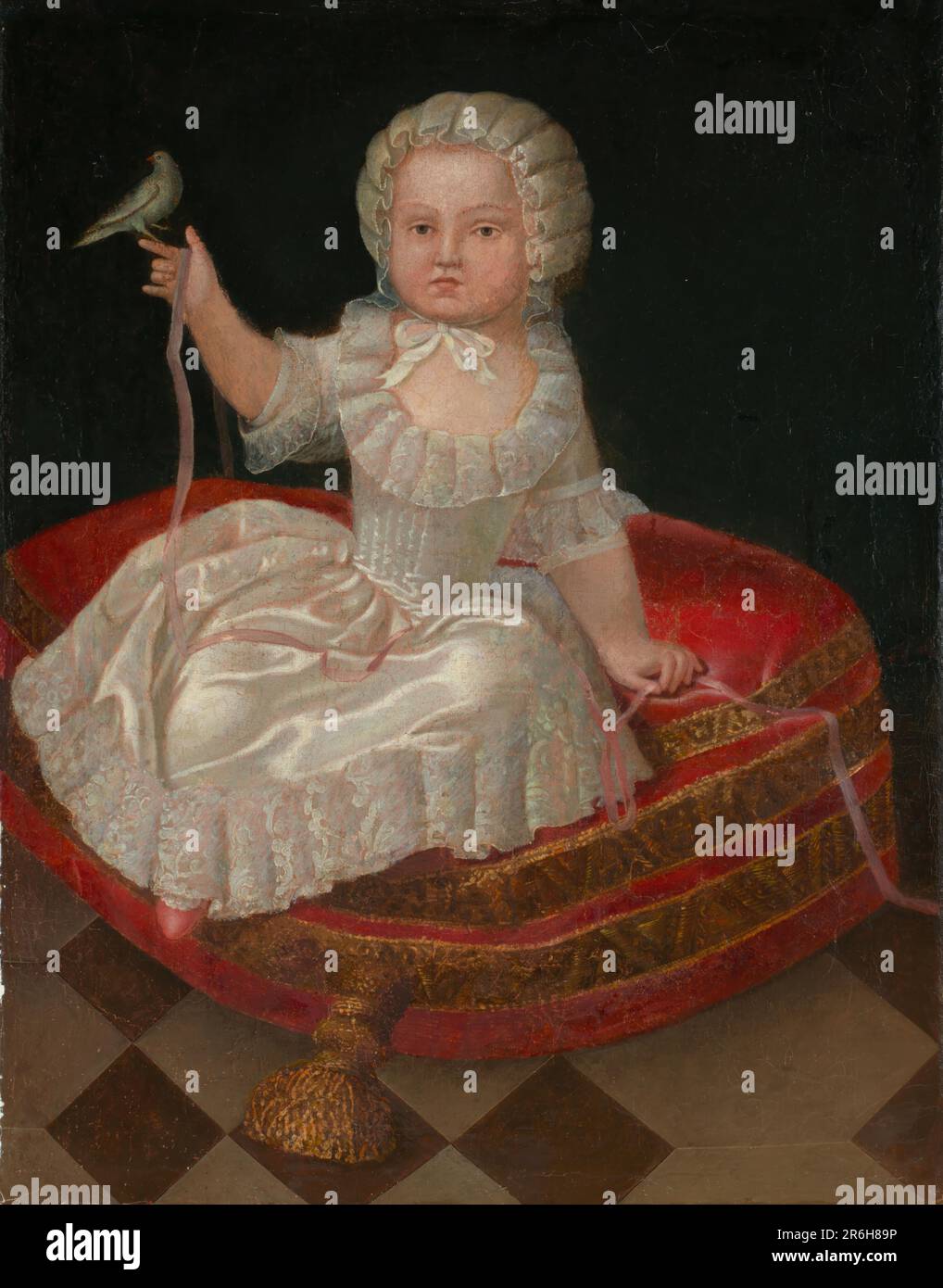 Girl on a Hassock. oil on canvas. Date: 18th century. Museum: Smithsonian American Art Museum. Stock Photo