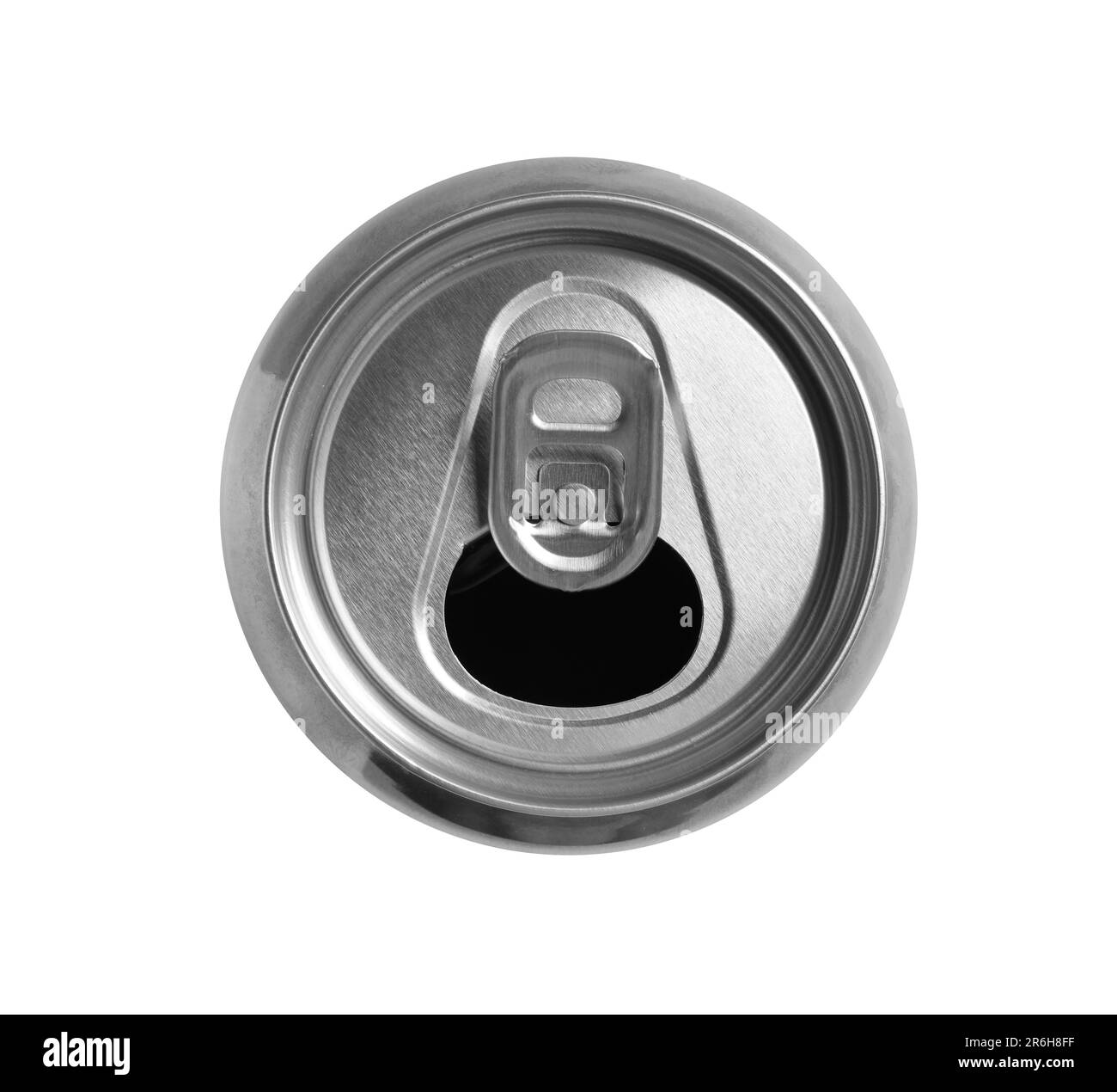 Aluminium can isolated on white, top view Stock Photo - Alamy