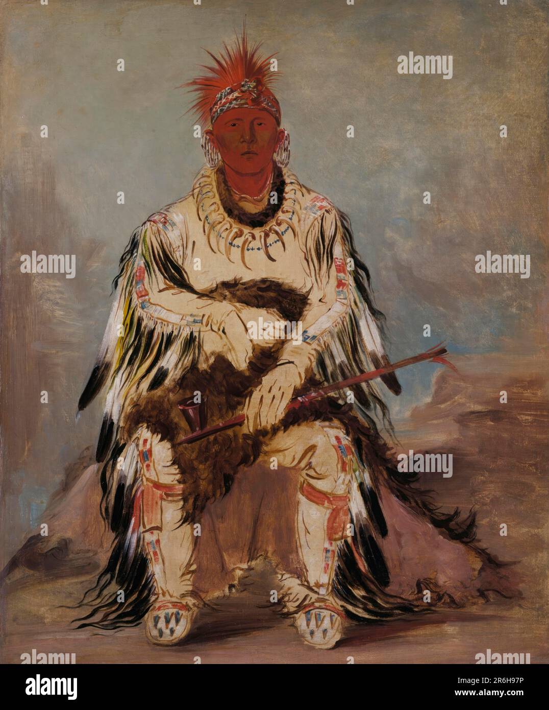 No-wáy-ke-súg-gah, He Who Strikes Two at Once, a Brave. oil on canvas. Date: 1832. Museum: Smithsonian American Art Museum. Stock Photo