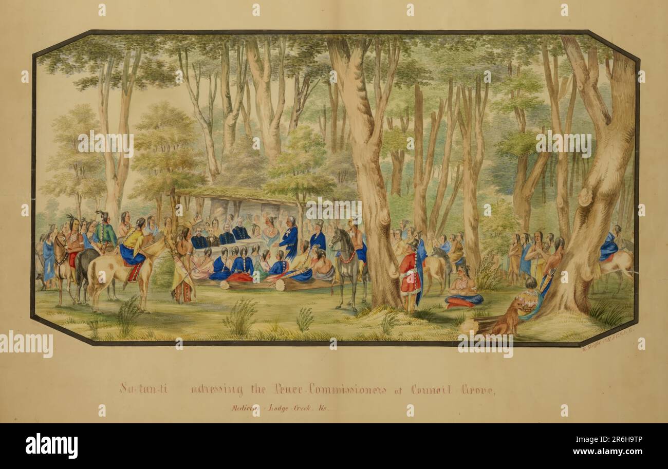 Satanti Addressing the Peace Commissioners at Council Grove, Medicine