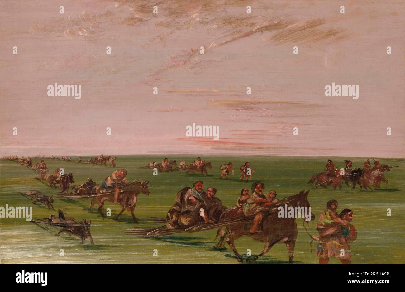 Band of Sioux Moving Camp. oil on canvas. Date: 1837-1839. Museum: Smithsonian American Art Museum. Stock Photo
