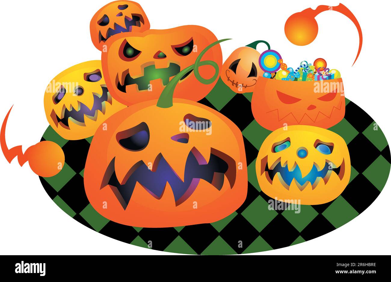 Cartoon jack-o'-lantern pattern design. Stock Vector