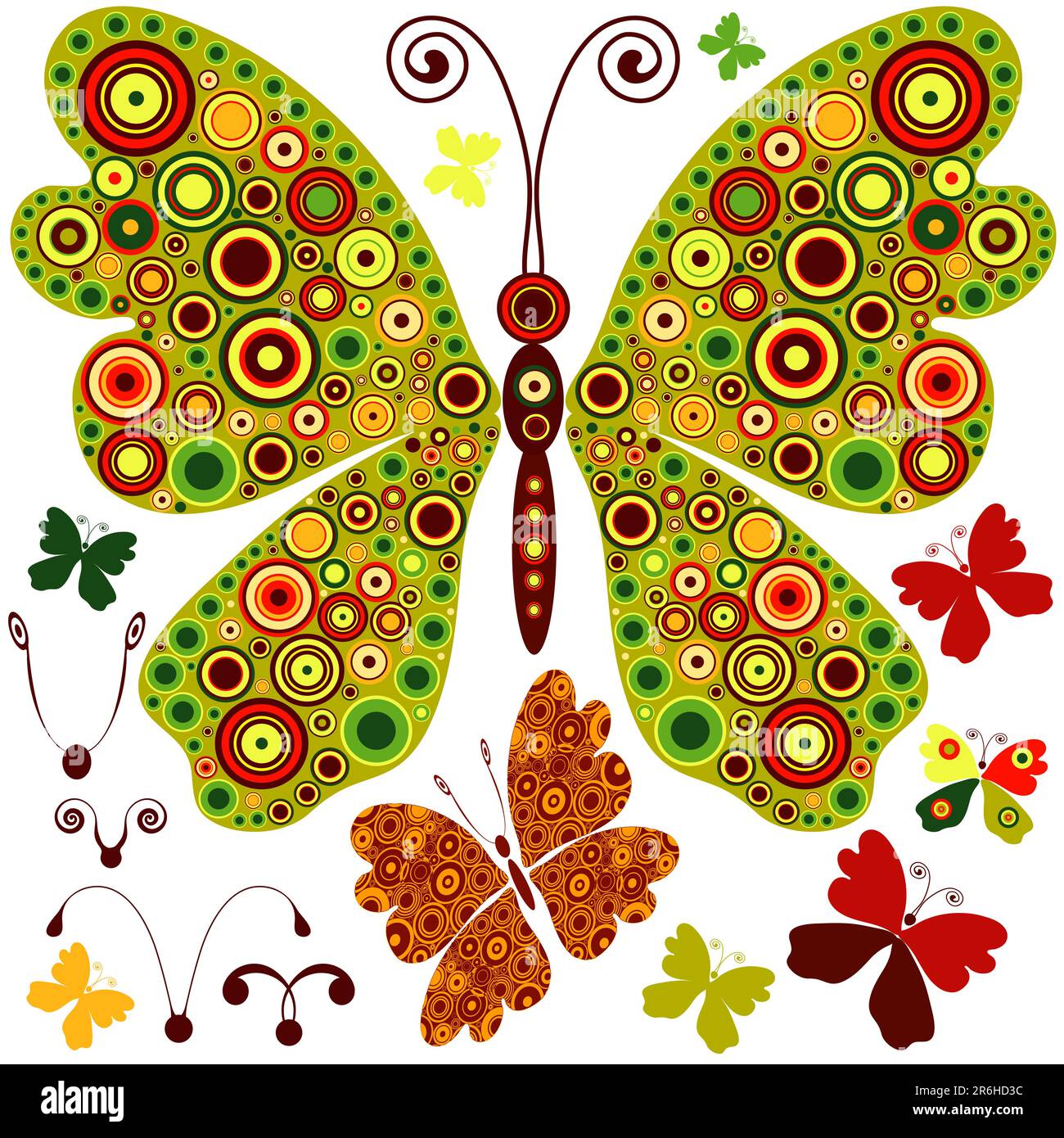 Set abstract butterflies for design on white (vector Stock Vector Image ...