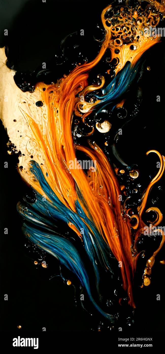 A close-up view of a vibrant abstract painting featuring bold hues of ...