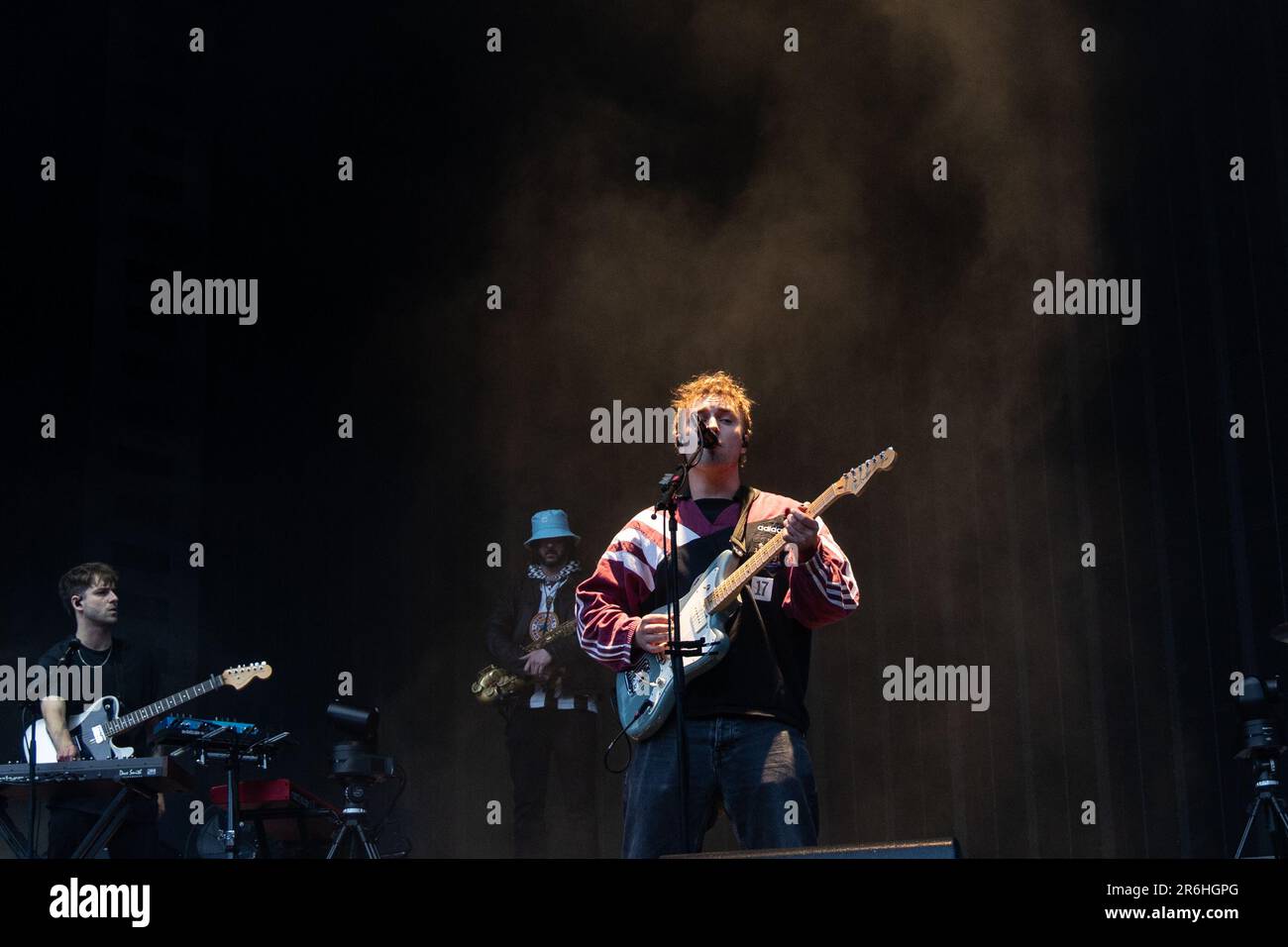 Newcastle, UK - 9.6.23 Sam Fender performs at St James Park,  home of Newcastle United,  on the first night of two sold out gigs. Photo credit Jill O'Donnell/Alamy Live News Stock Photo