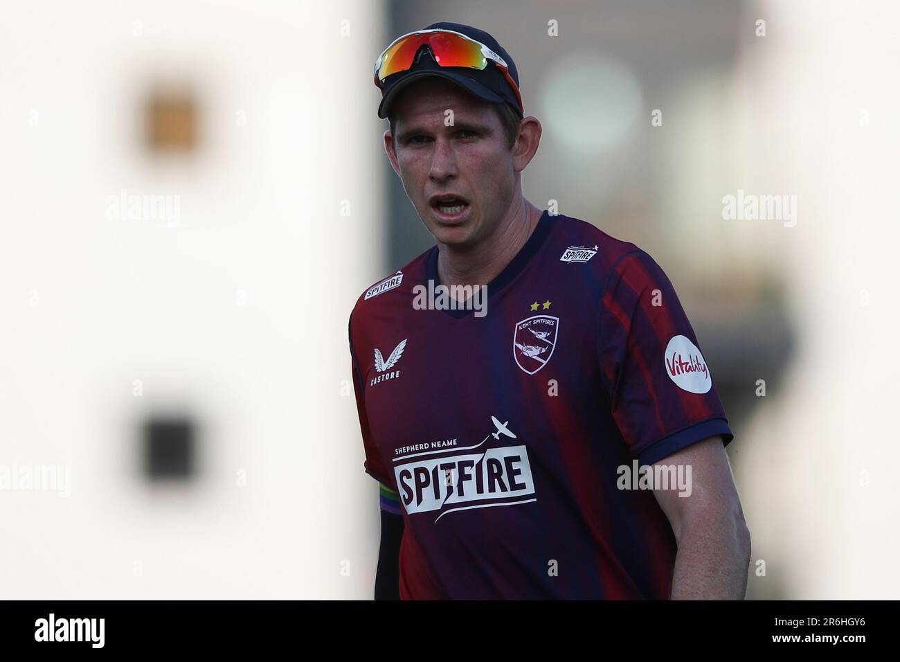 Fred Klaassen Kent cricket bowler during the Vitality T20 Blast match between Kent Spitfires vs Hampshire Hawks at the St Lawrence Ground, Canterbury on Friday 9th June 2023. (Photo: Tom West | MI News) Credit: MI News & Sport /Alamy Live News Stock Photo