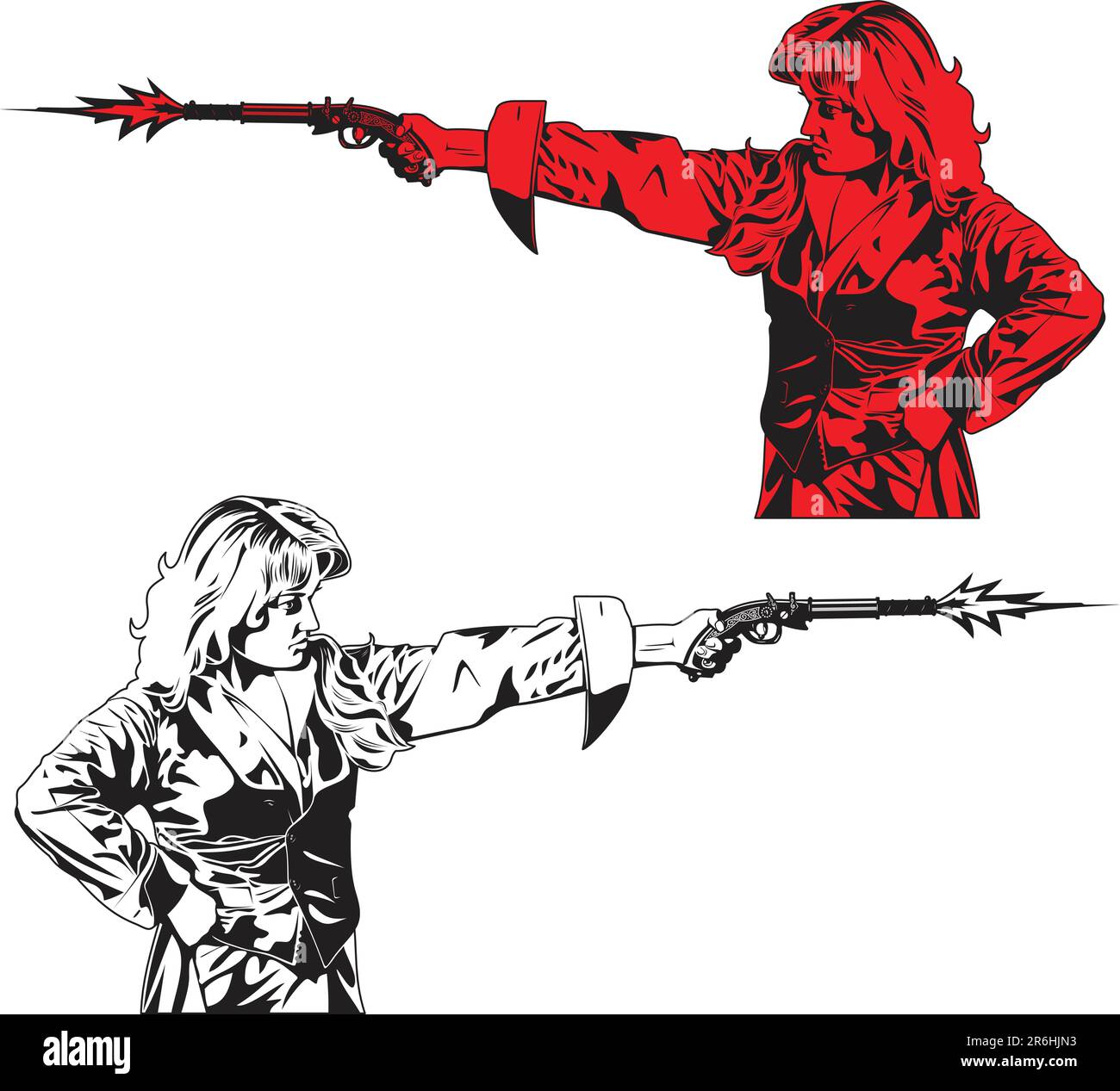 Vector .eps 8 illustration of the firing flintlock pistols Stock Vector Image & Art Alamy