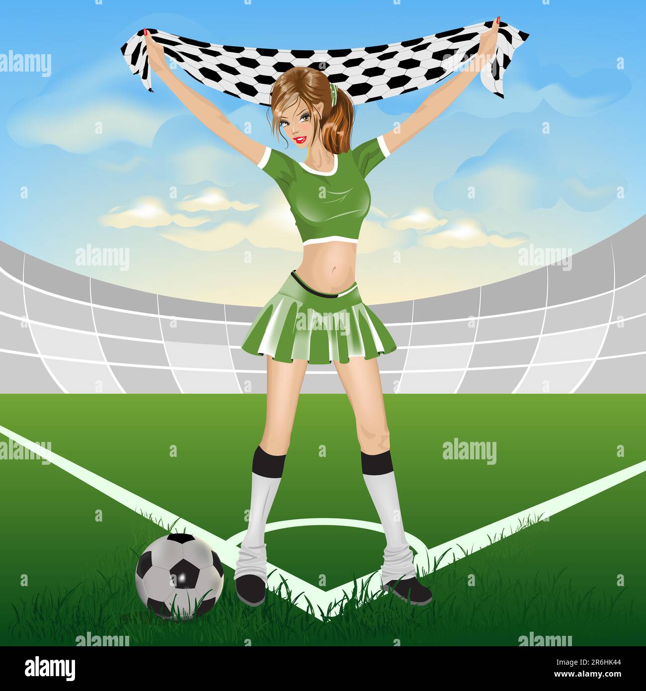 Girl soccer fan. Illustration in vector format Stock Vector