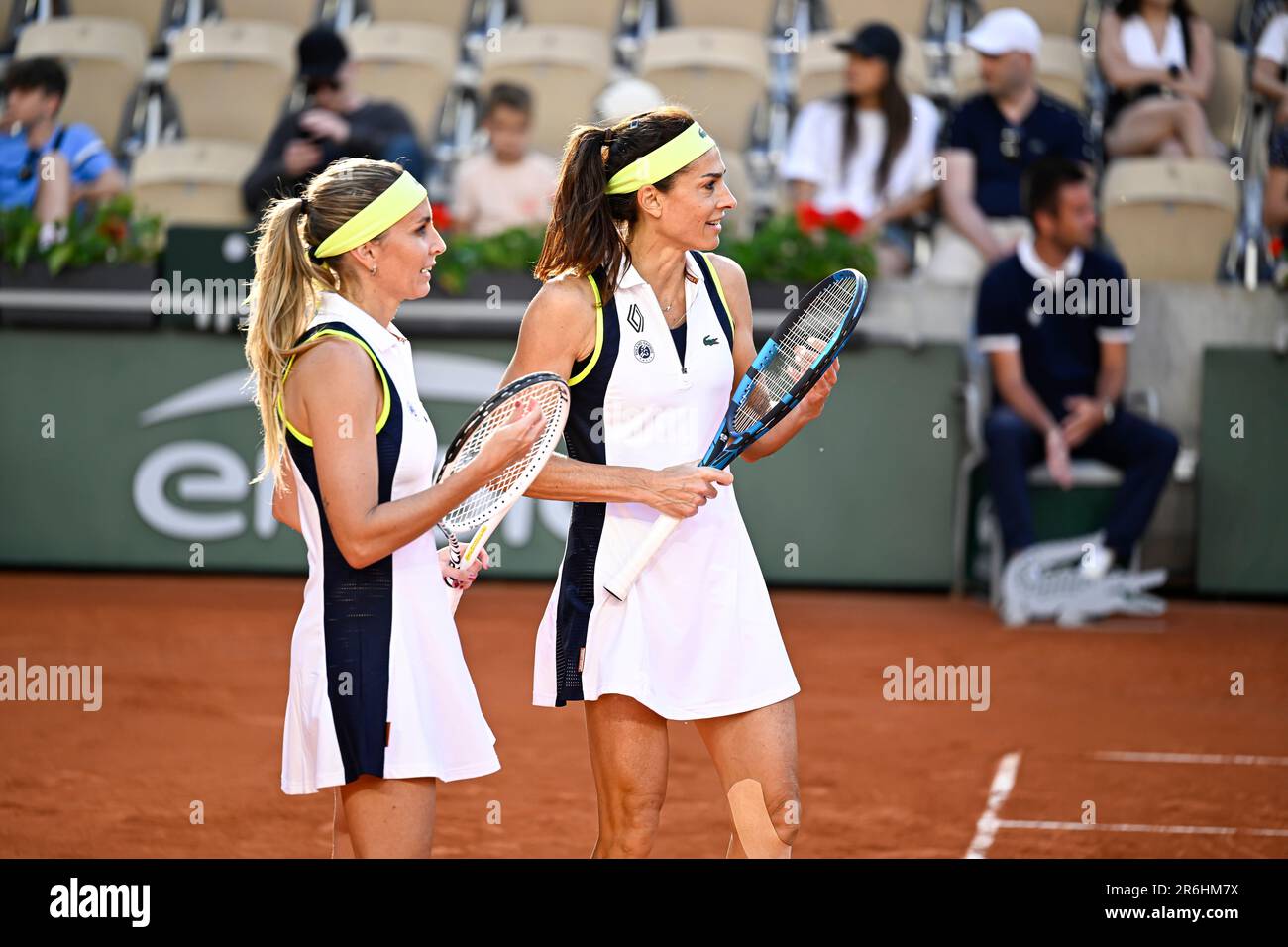 Paris, France. 08th June, 2023. Gabriela Sabatini and Gisela Dulko during the French Open, Grand Slam tennis tournament on June 8, 2023 at Roland Garros stadium in Paris, France. Credit: Victor Joly/Alamy Live News Stock Photo