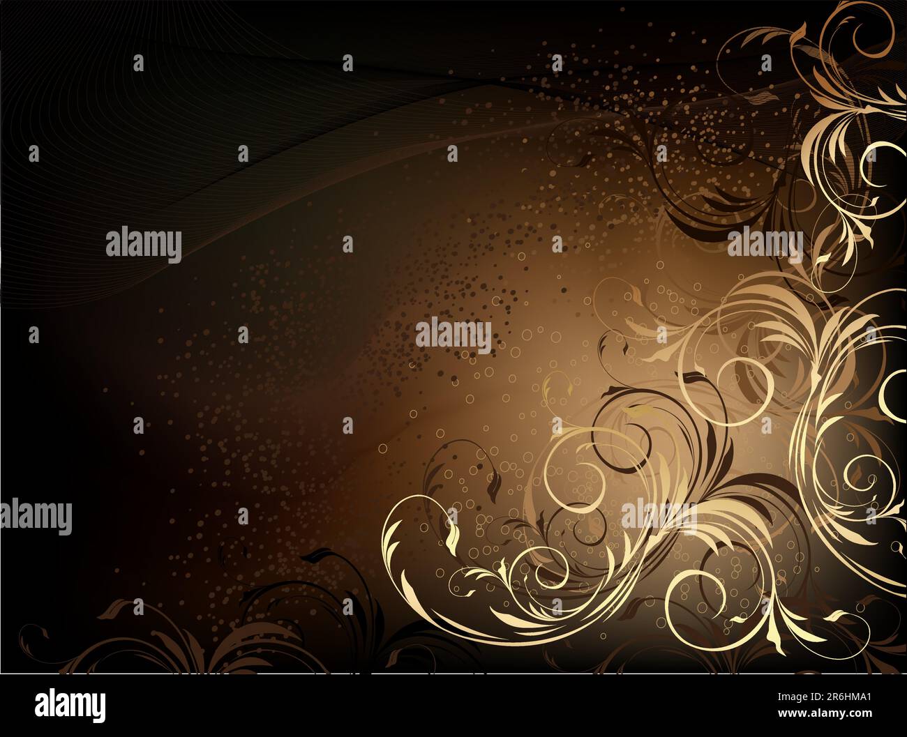 Vector black and gold floral background with pattern Stock Vector Image ...
