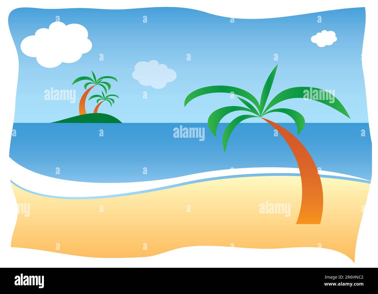 Sunny sand beach with palm Stock Vector
