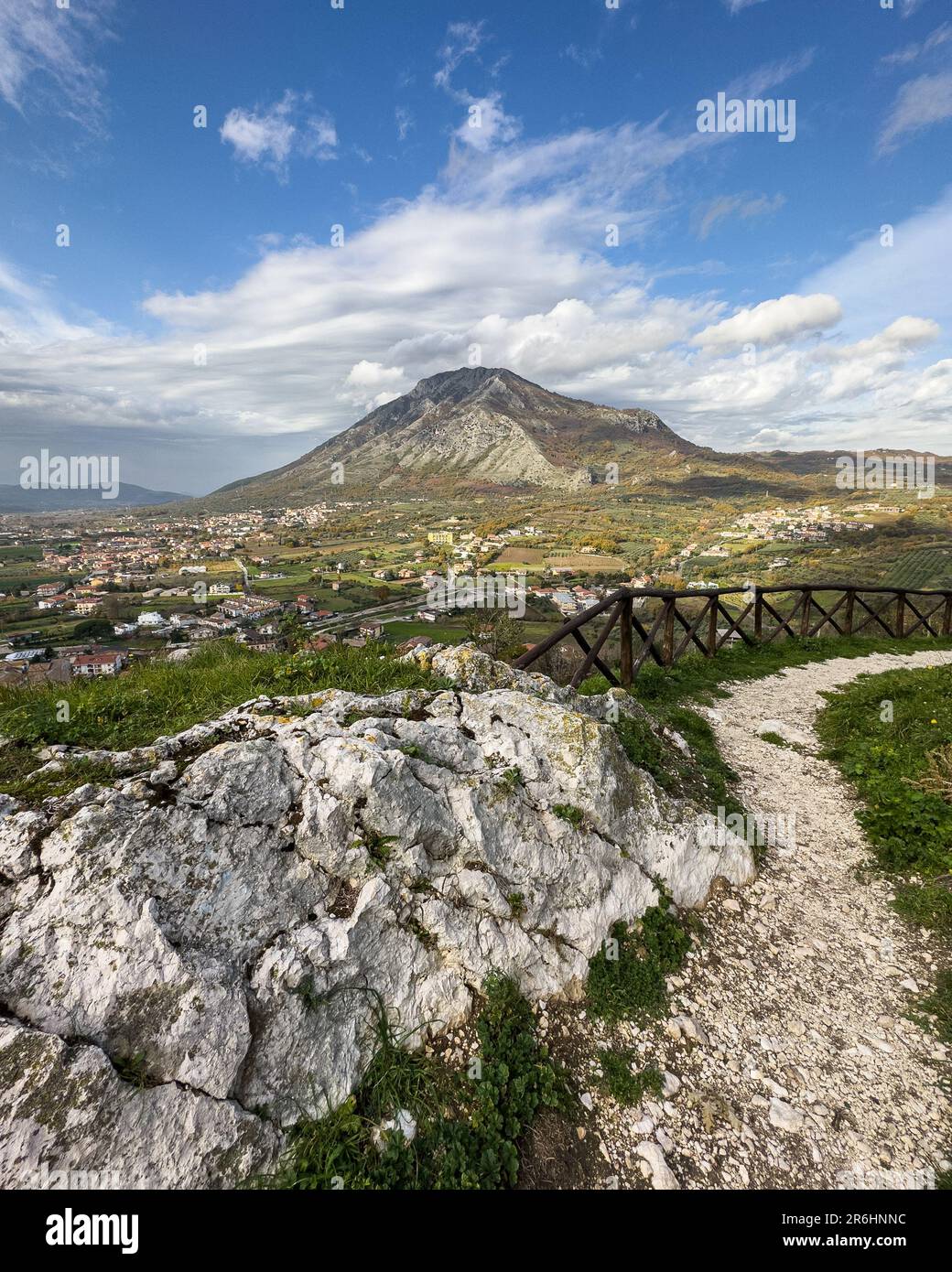 A Scenic landscape with Mount Taburno seen from Montesarchio, Campania, Italy Stock Photo