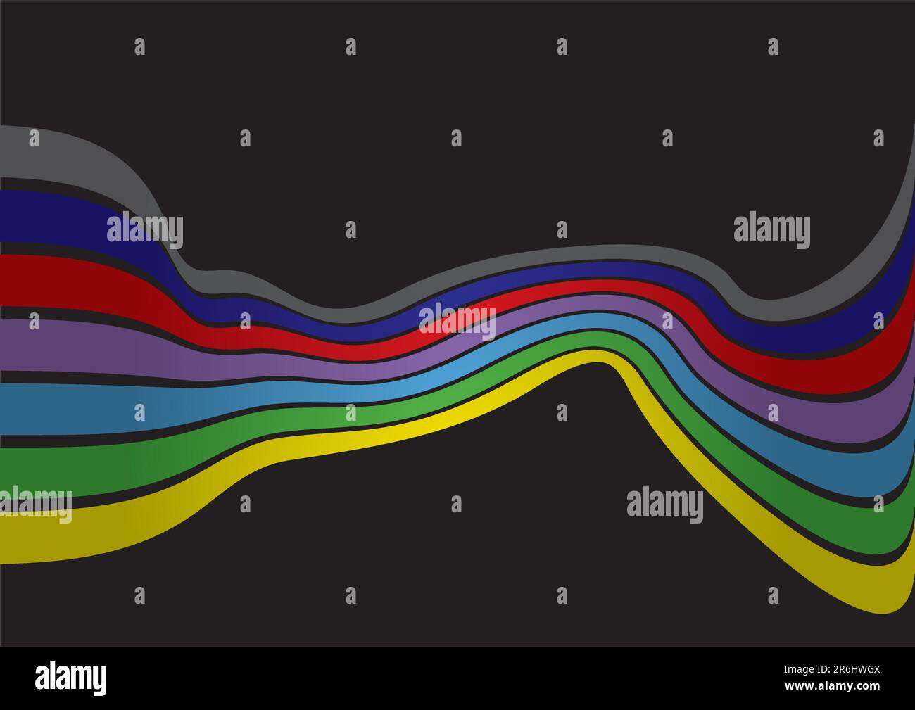 Abstract rainbow lines on a black background Stock Vector Image & Art ...