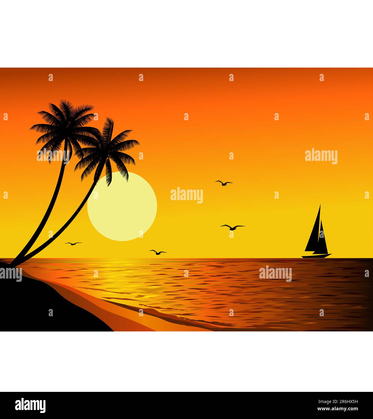 Peace at sunset beach Stock Vector Images - Alamy