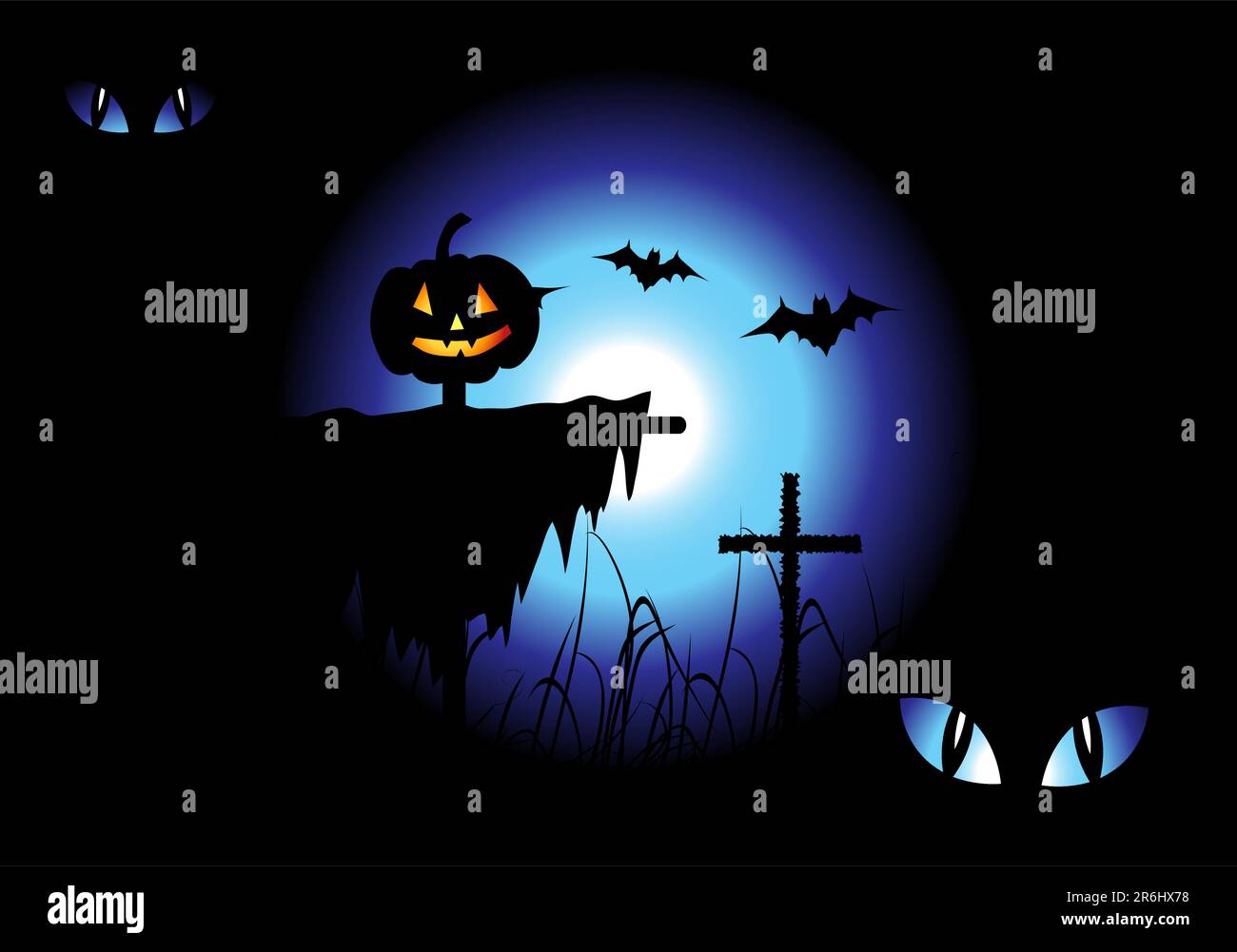 Halloween night background, vector illustration Stock Vector Image