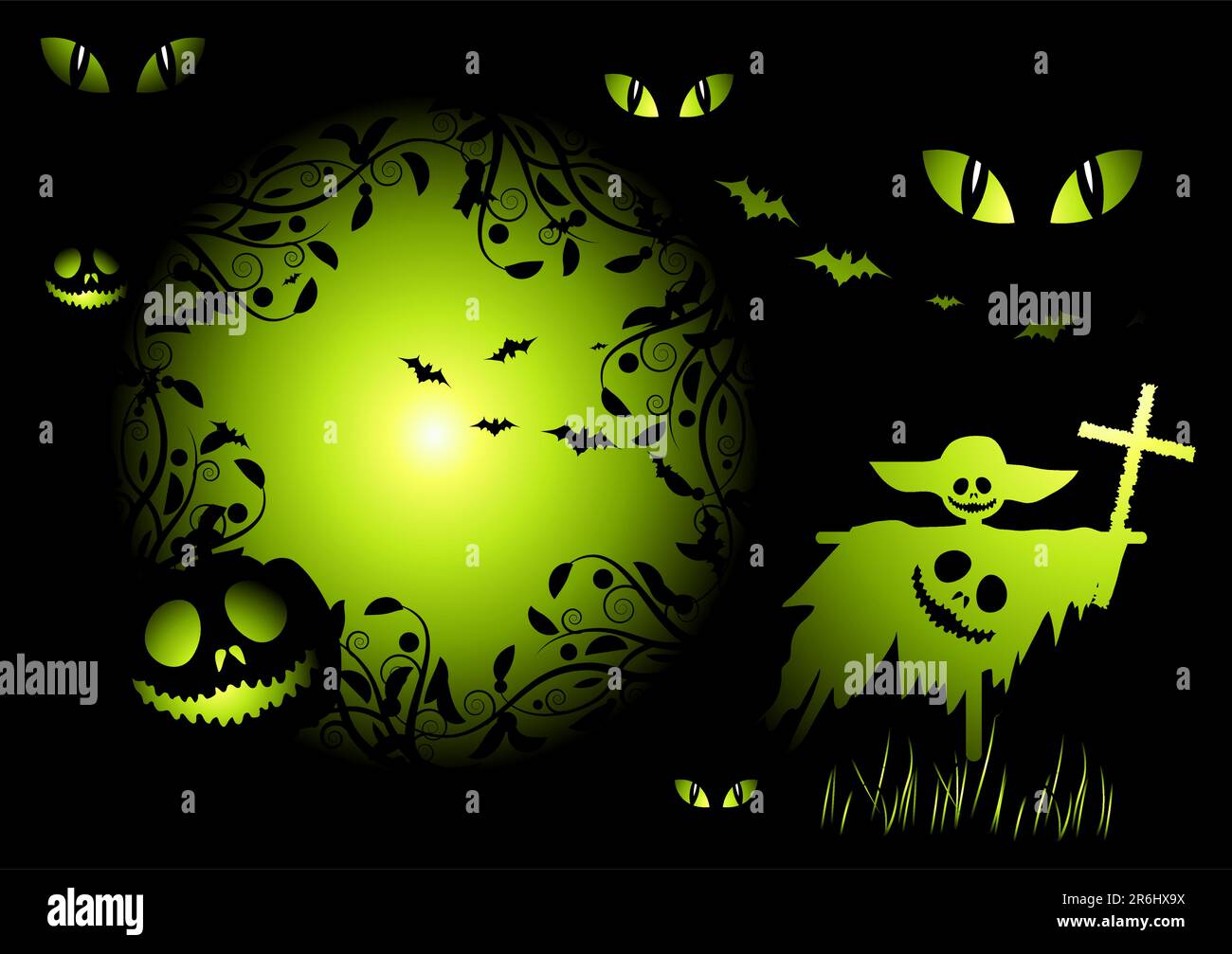 Halloween night background, vector illustration Stock Vector Image
