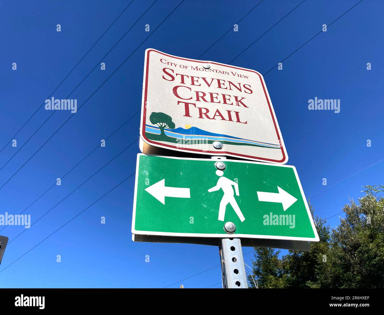 Stevens Creek Trail directional sign Mountain View, California, USA