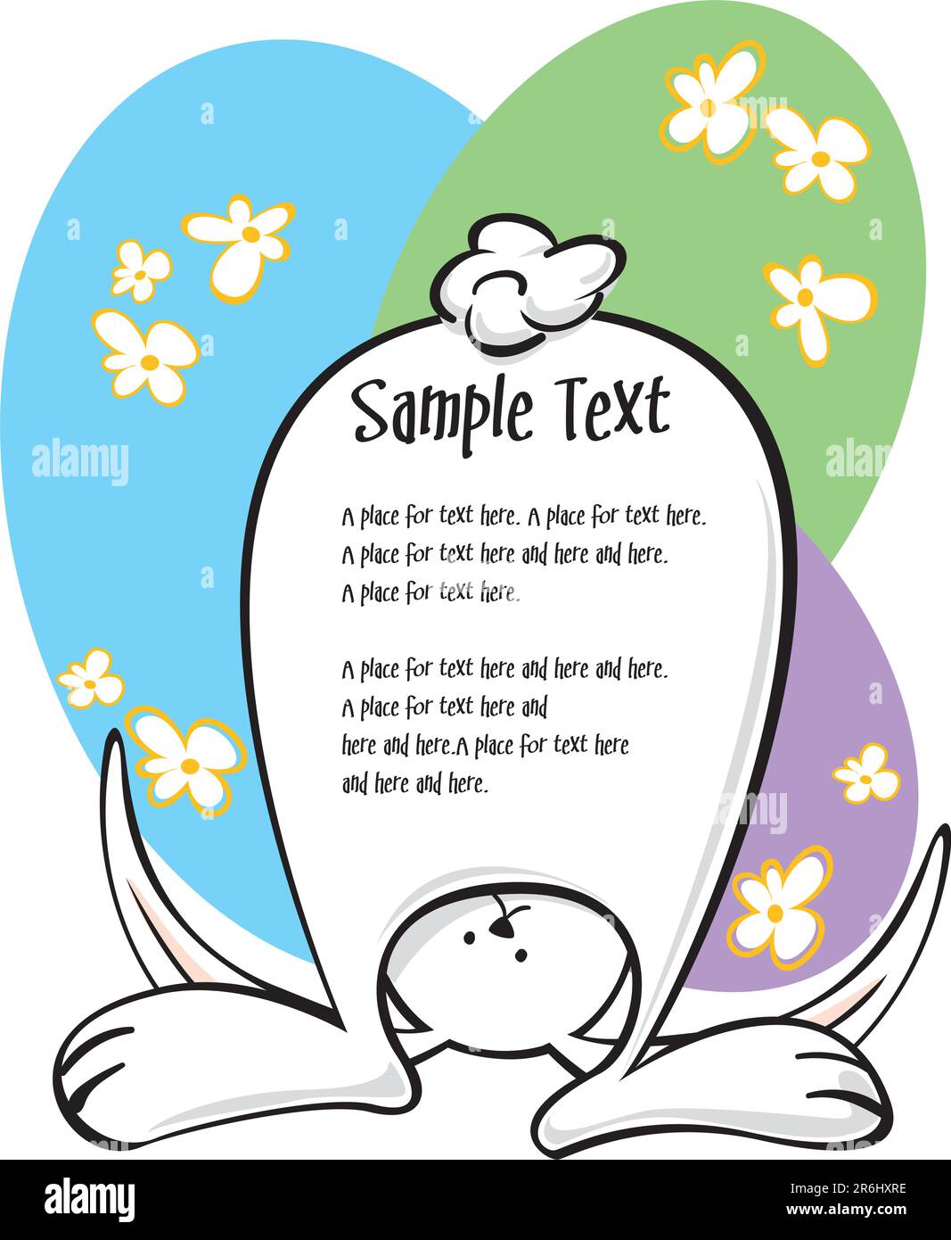 Bunny looking through legs with text area Stock Vector
