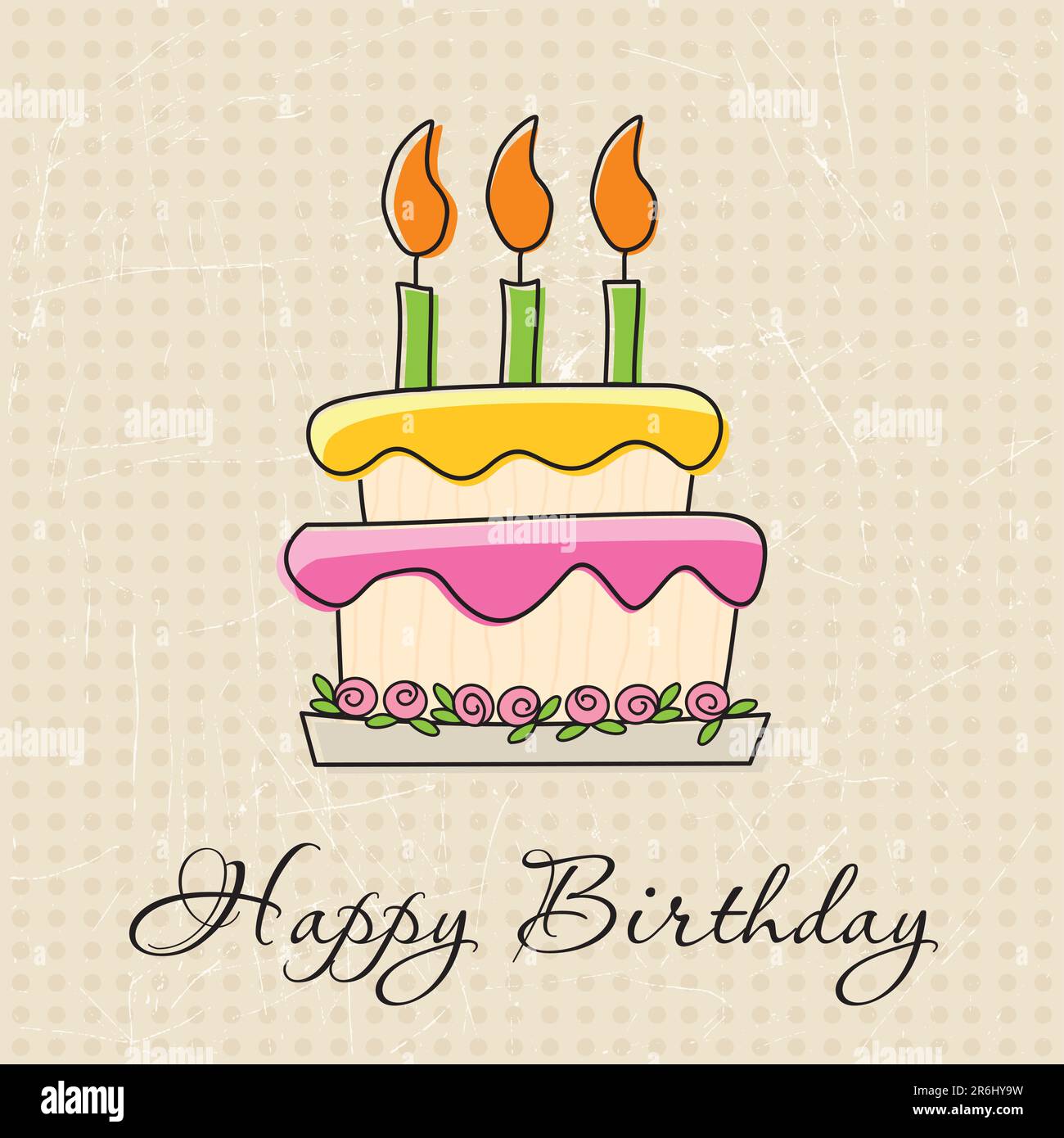 Vector illustration of birthday greeting card with cake Stock Vector ...