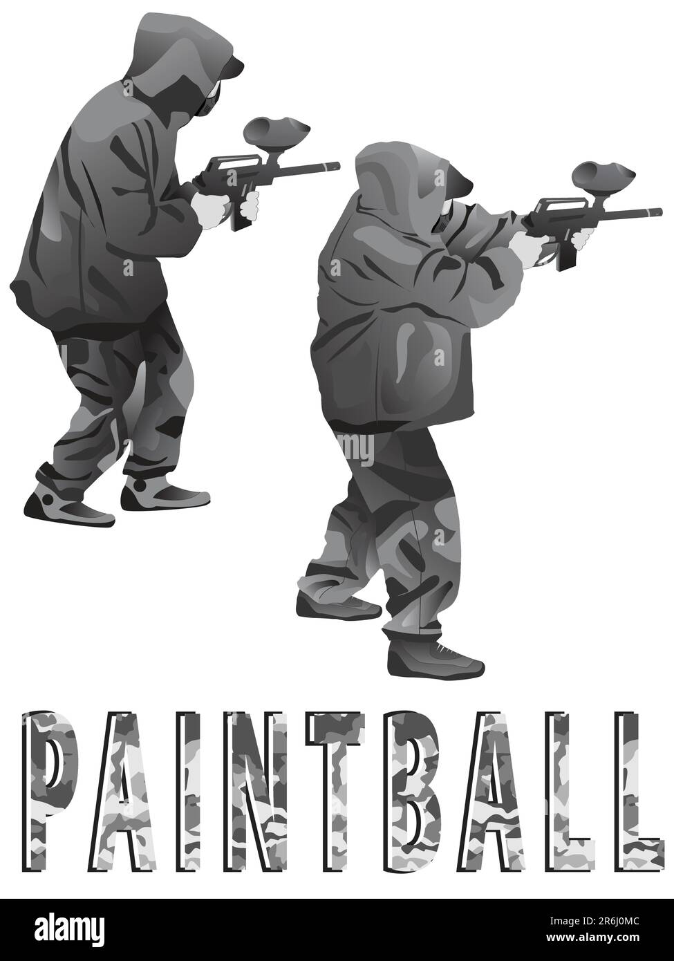 Players in a paintball in a camouflage in a vector Stock Vector