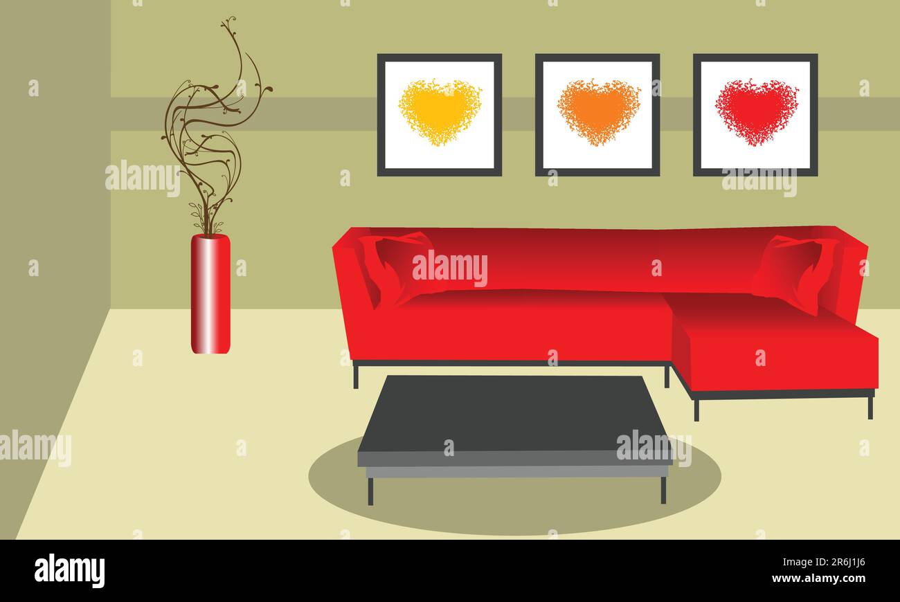 illustration of a funky style room Stock Vector