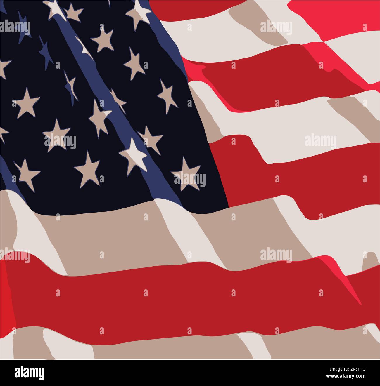 The part of the USA flag weaving on the wind Stock Vector