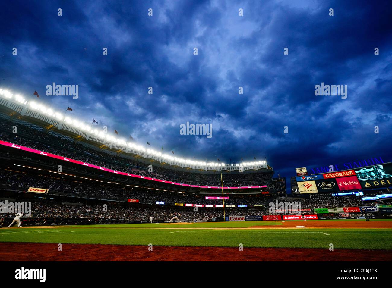The Boston Red Sox play the New York Yankees during the fifth inning of
