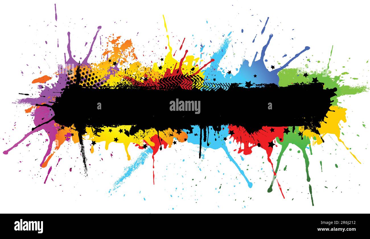 Abstract grunge background with colourful paint splats Stock Vector