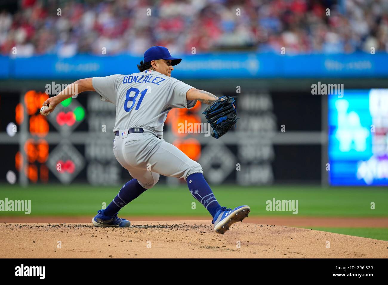Los Angeles Dodgers' Victor Gonzalez plays during the first inning of a  baseball against the Philadelphia Phillies, Friday, June 9, 2023, in  Philadelphia. (AP Photo/Matt Rourke Stock Photo - Alamy