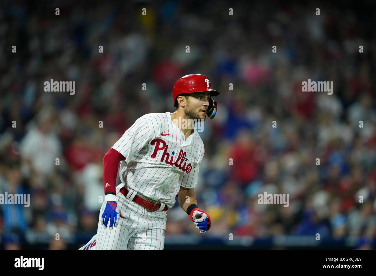 Philadelphia Phillies' Trea Turner plays during the third inning of a  baseball game, Wednesday, April 12, 2023, in Philadelphia. (AP Photo/Matt  Rourke Stock Photo - Alamy