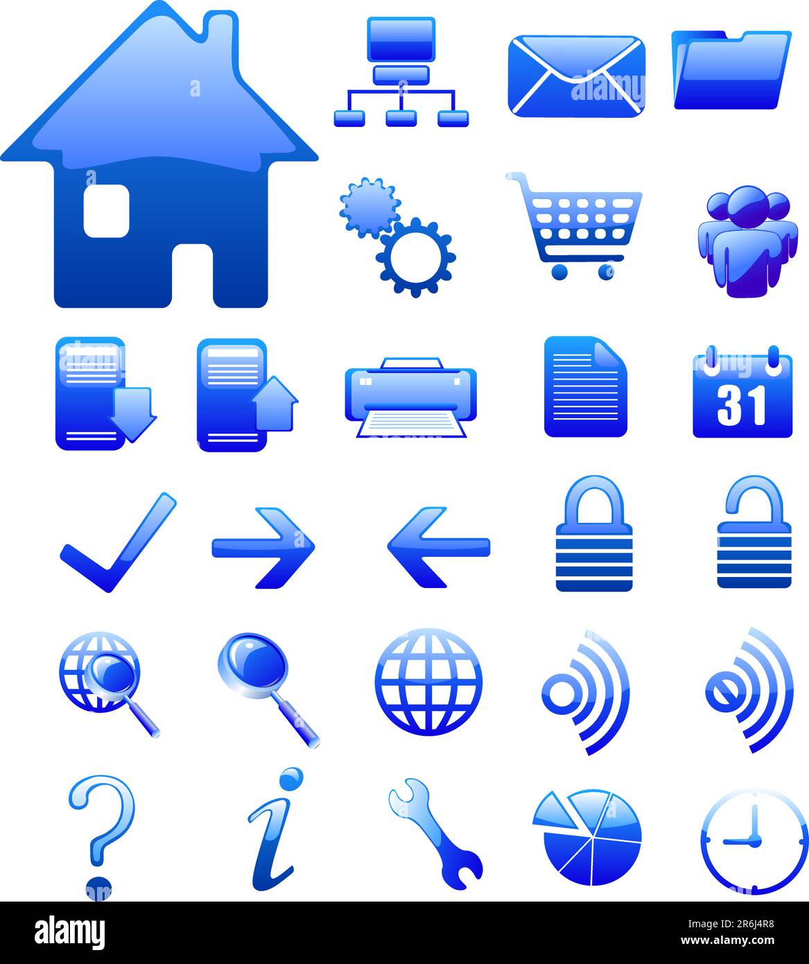 blue  website and internet icon on white background Stock Vector